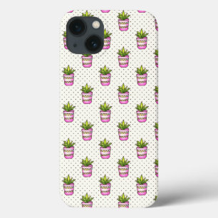 Watercolor Succulent Polka Dot Pattern iPhone 13 Case