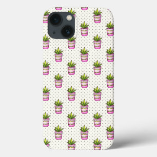 Watercolor Succulent Polka Dot Pattern iPhone 13 Case