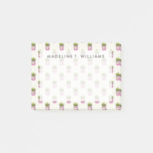 Watercolor Succulent Polka Dot Pattern Post-it Notes