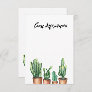 Watercolor Succulent Typography Guest Information  Enclosure Card