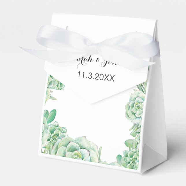 watercolor succulent wedding favour box (Front Side)