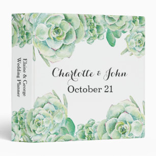 watercolor succulent wedding Planner Binder