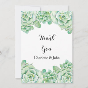 watercolor succulent wedding Thank You Card