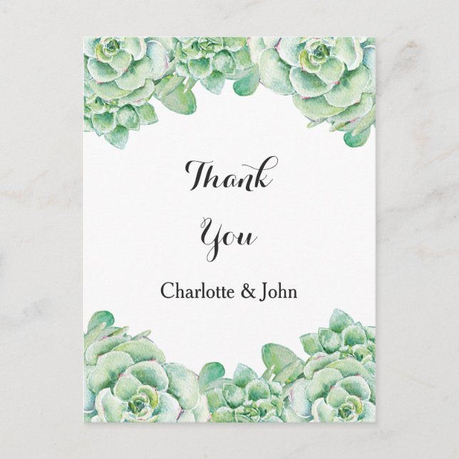 watercolor succulent wedding Thank You notes Postcard (Front)