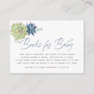 Watercolor Succulents Baby Shower Book Request Enclosure Card