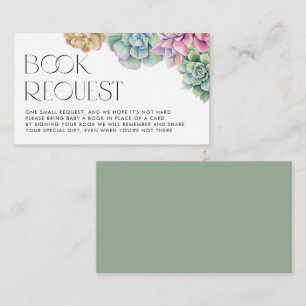 Watercolor Succulents Baby Shower Book Request Enclosure Card