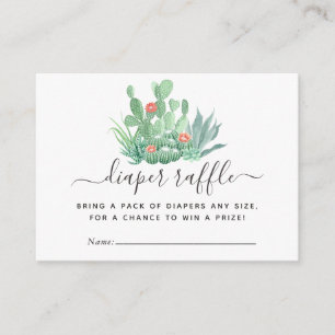 Watercolor Succulents Baby Shower Diaper Raffle Enclosure Card
