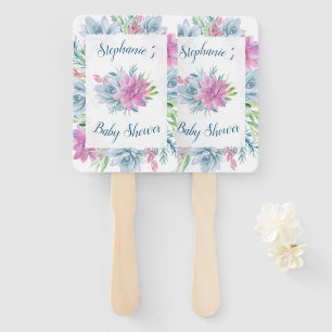 Watercolor Succulents Baby Shower Hand Fan