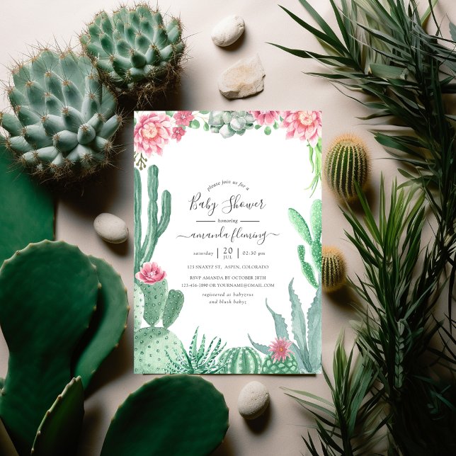Watercolor Succulents Baby Shower Invitation (Creator Uploaded)