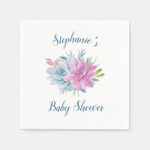 Watercolor Succulents Baby Shower Personalized Napkin