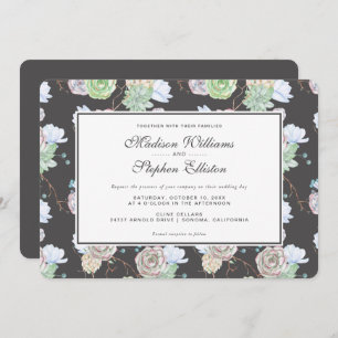 Watercolor Succulents & Branches - Wedding Invitation