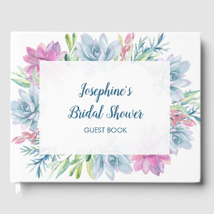 Watercolor Succulents Bridal Shower Guest Book