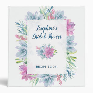 Watercolor Succulents Bridal Shower Recipe Binder