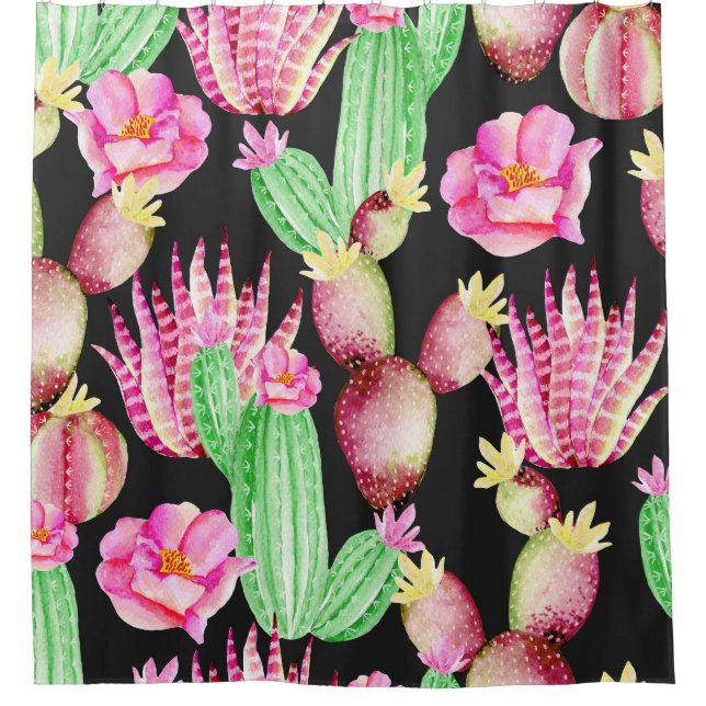 Watercolor succulents: cactus floral pattern. (Front)