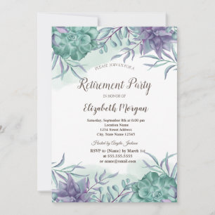 Watercolor Succulents Desert Retirement  Invitation