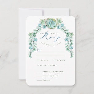 Watercolor Succulents Garden Wedding RSVP Card