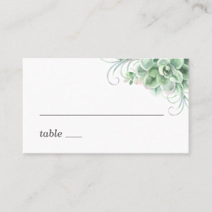 Watercolor succulents. Greenery cactus wedding Place Card