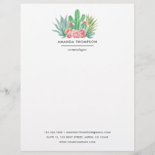 Watercolor Succulents Letterhead