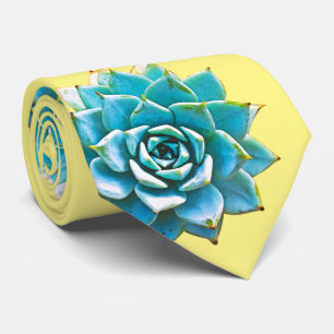 Watercolor Succulents on Yellow Tie