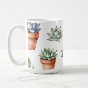 Watercolor Succulents Pattern Coffee Mug