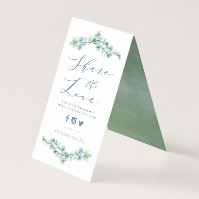 Watercolor Succulents Share The Love Wedding Sign (Back)