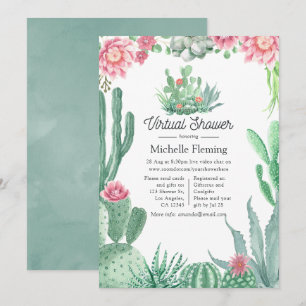 Watercolor Succulents Virtual Shower Invitation