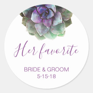 Watercolor Succulents Wedding Favour Label
