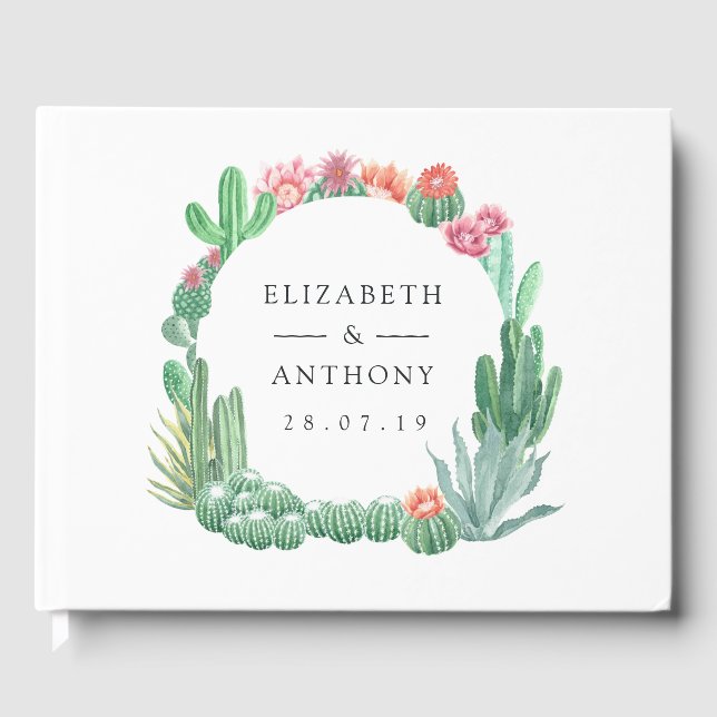 Watercolor Succulents Wedding Guest Book (Front)