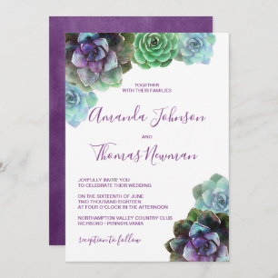 Watercolor Succulents Wedding Invitation
