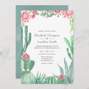 Watercolor Succulents Wedding Invitation