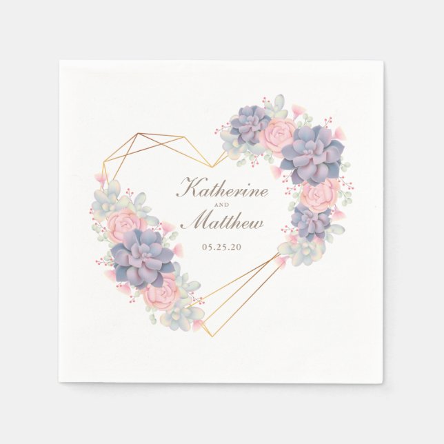 Watercolor Succulents Wedding Napkin (Front)