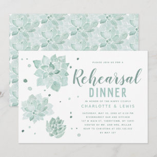 Watercolor Succulents Wedding Rehearsal Dinner Invitation