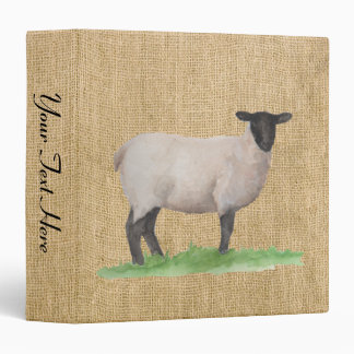 Watercolor Suffolk Sheep Binder