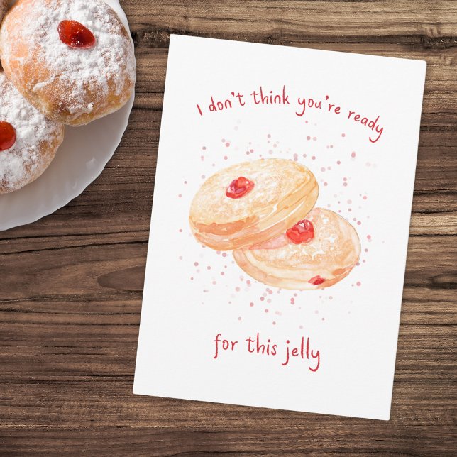 Watercolor Sufganiyot Jelly Doughnut Funny Hanukka Holiday Card (Creator Uploaded)