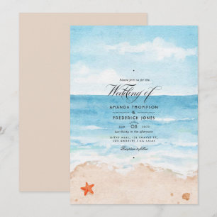 Watercolor Summer Beach Mariage Invitation