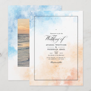 Watercolor Summer Beach Mariage Invitation