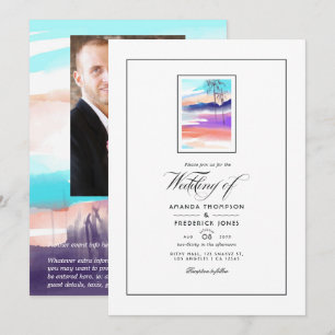 Watercolor Summer Beach Wedding Invitation