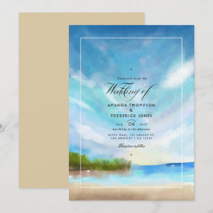 Watercolor Summer Beach Wedding Invitation