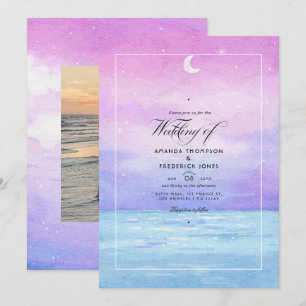 Watercolor Summer Beach Wedding Invitation
