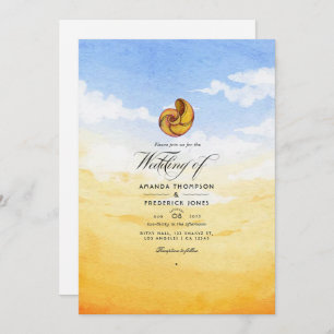 Watercolor Summer Beach Wedding Invitation