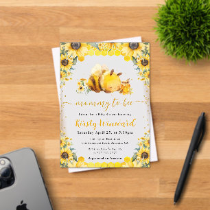 Watercolor Summer Bee and Sunflowers Baby Shower Acrylic Invitations
