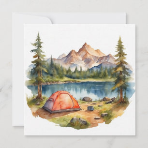 Watercolor Summer Camping, Hiking and Nature Lover Card