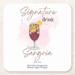 Watercolor Summer Cocktail Square Paper Coaster