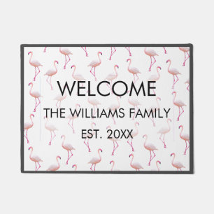 Watercolor Summer Flamingo Pattern Doormat