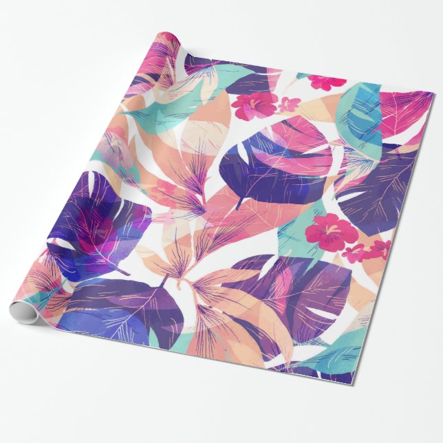 Watercolor Summer Flower 2 Wrapping Paper (Unrolled)