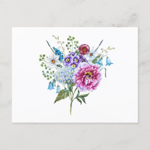 Watercolor Summer Flowers  Postcard