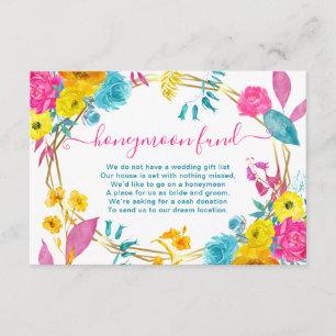 Watercolor Summer Flowers Wedding Honeymoon Fund Enclosure Card