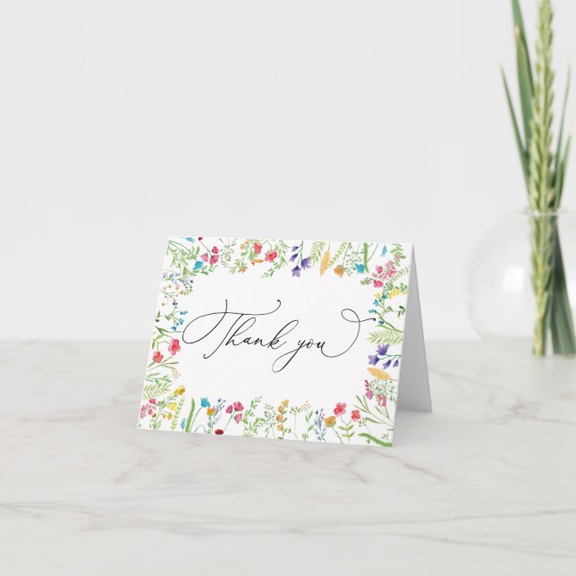 Watercolor Summer Meadow Thank You Card (Front)
