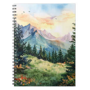 Watercolor Summer Mountain Notebook