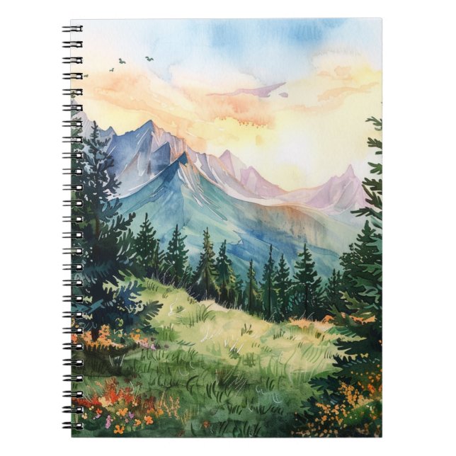 Watercolor Summer Mountain Notebook (Front)